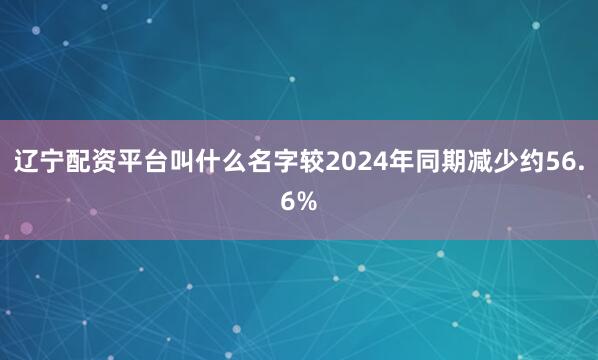 辽宁配资平台叫什么名字较2024年同期减少约56.6%